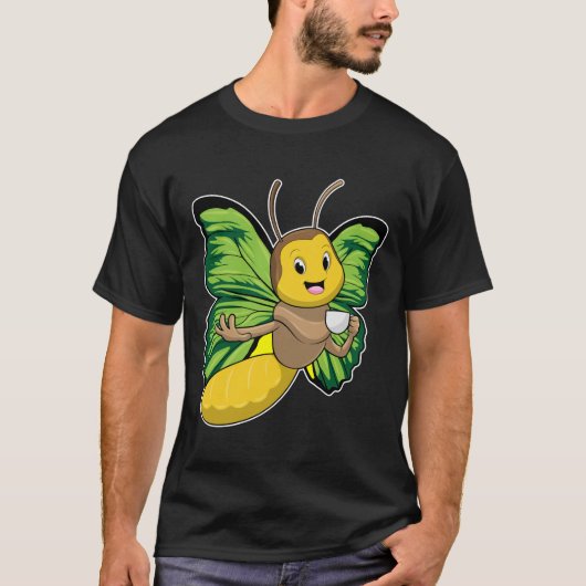 Butterfly met beker koffie t-shirt (Voorkant)
