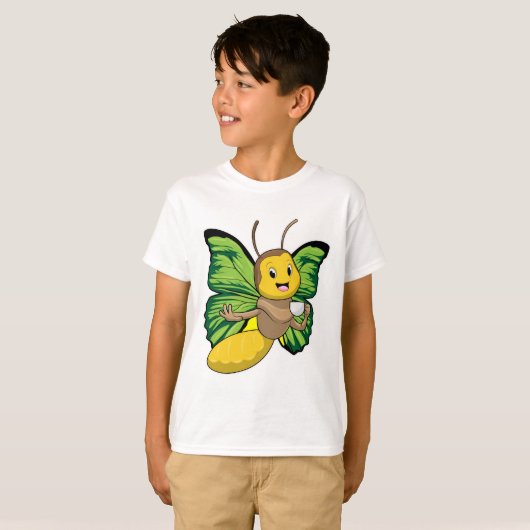 Butterfly met beker koffie t-shirt (Voorkant volledig)