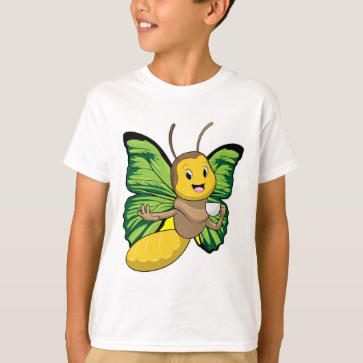Butterfly met beker koffie t-shirt (Voorkant)