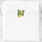 Butterfly met beker koffie vierkante sticker (Tas)