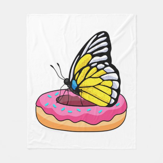 Butterfly met Donut Fleece Deken (Voorkant)
