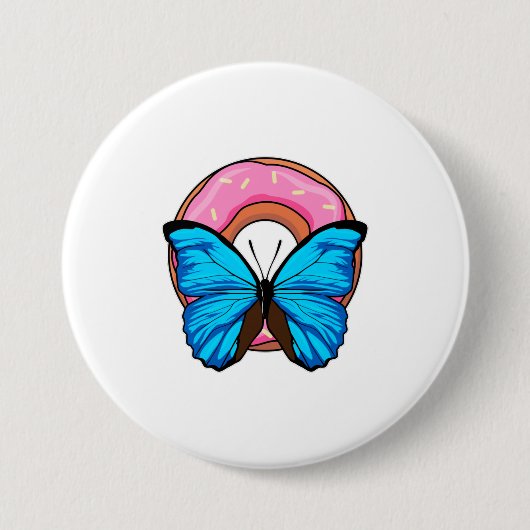 Butterfly met Donut Ronde Button 7,6 Cm (Voorkant)