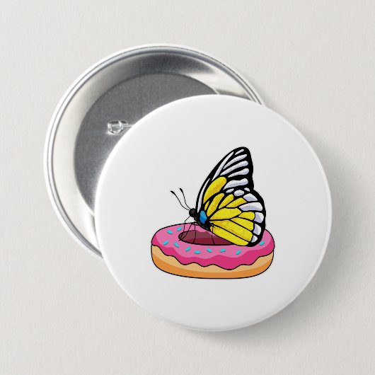 Butterfly met Donut Ronde Button 7,6 Cm (Voorkant /achterkant)