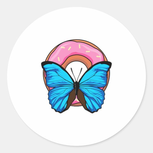 Butterfly met Donut Ronde Sticker (Voorkant)
