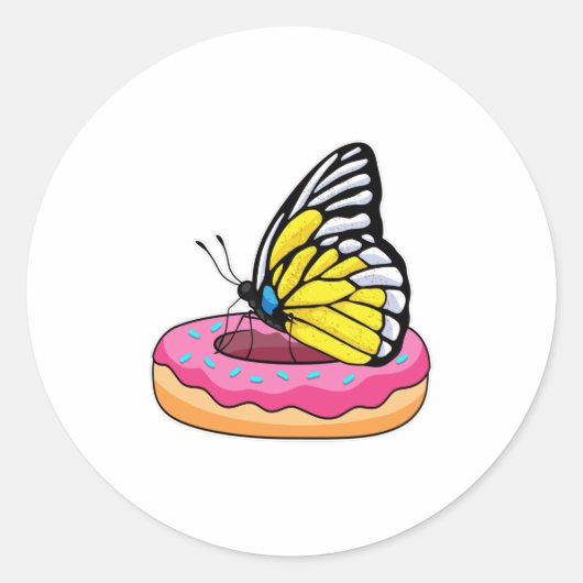 Butterfly met Donut Ronde Sticker (Voorkant)