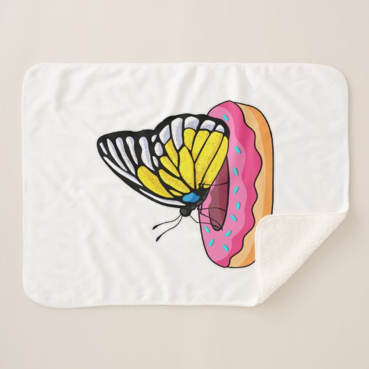 Butterfly met Donut Sherpa Deken (Voorkant (horizontaal))