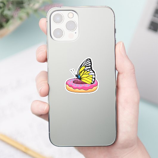 Butterfly met Donut Sticker (Telefoon)