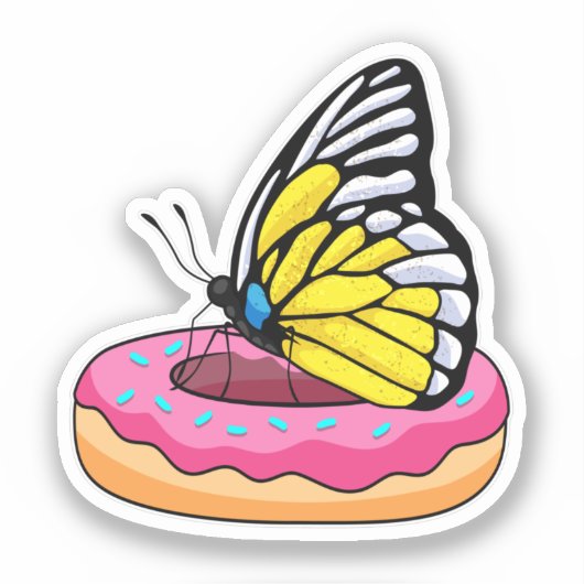 Butterfly met Donut Sticker (Voorkant)