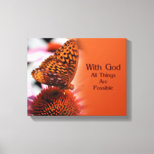 Butterfly met goddelijk Inspirerend citaat Canvas Afdruk