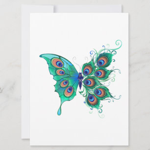 Butterfly met Green Peacock Feathers