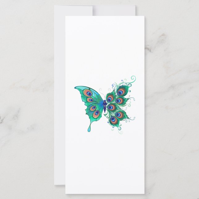 Butterfly met Green Peacock Feathers (Voorkant)