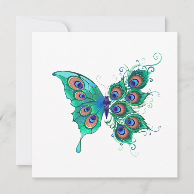 Butterfly met Green Peacock Feathers (Voorkant)