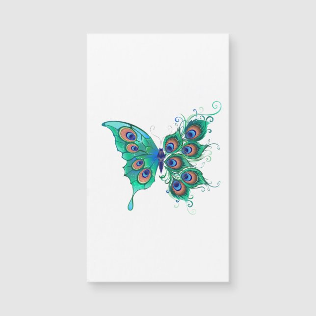 Butterfly met Green Peacock Feathers (Voorkant)