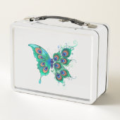 Butterfly met Green Peacock Feathers (Achterkant)