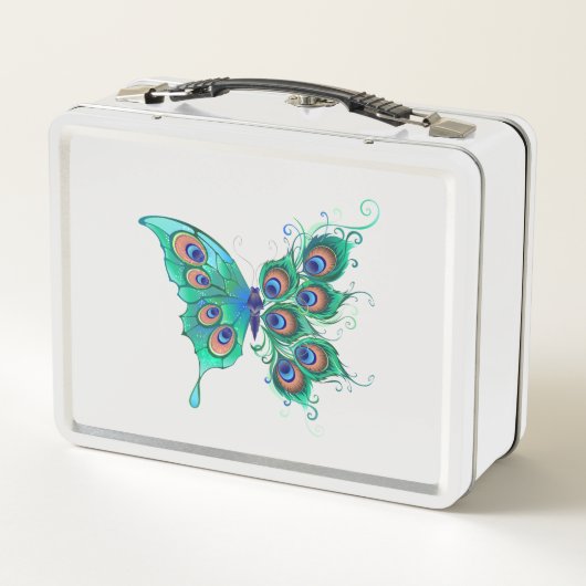 Butterfly met Green Peacock Feathers (Achterkant)