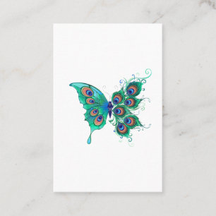Butterfly met Green Peacock Feathers Aanbevelingskaartje