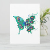Butterfly met Green Peacock Feathers Aankondiging (Staand voorkant)