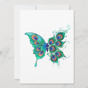 Butterfly met Green Peacock Feathers Aankondiging