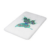Butterfly met Green Peacock Feathers Badmat (Gekanteld)