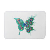 Butterfly met Green Peacock Feathers Badmat (Voorkant)