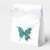 Butterfly met Green Peacock Feathers Bedankdoosjes (Voorkant Zijde)