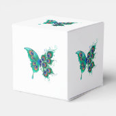 Butterfly met Green Peacock Feathers Bedankdoosjes (Achterkant)