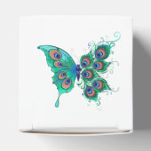 Butterfly met Green Peacock Feathers Bedankdoosjes (Bovenkant)