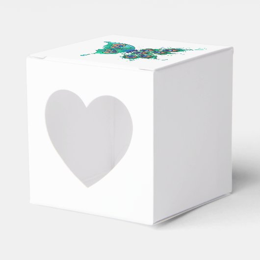 Butterfly met Green Peacock Feathers Bedankdoosjes (Voorkant Zijde)