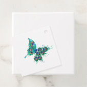 Butterfly met Green Peacock Feathers Bedankjes Labels (In situ)