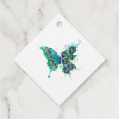 Butterfly met Green Peacock Feathers Bedankjes Labels (Achterkant)