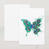 Butterfly met Green Peacock Feathers Bedankkaart (Voorkant / Achterkant)