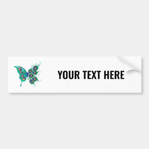 Butterfly met Green Peacock Feathers Bumpersticker