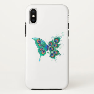 Butterfly met Green Peacock Feathers Case-Mate iPhone Case