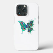 Butterfly met Green Peacock Feathers Case-Mate iPhone Case (Achterkant)