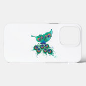 Butterfly met Green Peacock Feathers Case-Mate iPhone Case (Achterkant (horizontaal))
