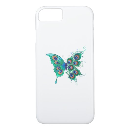 Butterfly met Green Peacock Feathers Case-Mate iPhone Case (Achterkant)