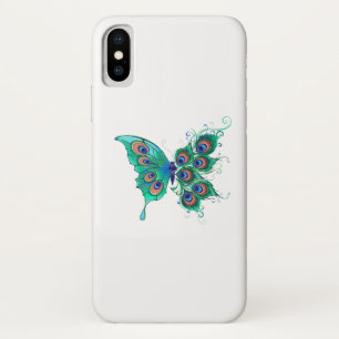 Butterfly met Green Peacock Feathers Case-Mate iPhone Case