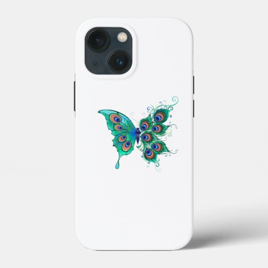 Butterfly met Green Peacock Feathers Case-Mate iPhone Case (Achterkant)