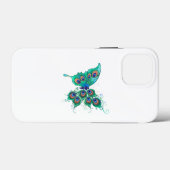 Butterfly met Green Peacock Feathers Case-Mate iPhone Case (Achterkant (horizontaal))