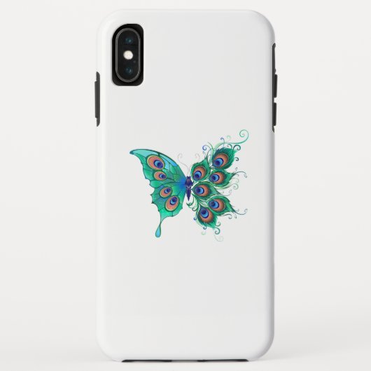 Butterfly met Green Peacock Feathers Case-Mate iPhone Case (Achterkant)