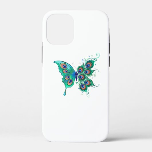 Butterfly met Green Peacock Feathers Case-Mate iPhone Case (Achterkant)