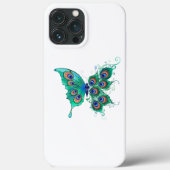 Butterfly met Green Peacock Feathers Case-Mate iPhone Case (Achterkant)