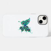 Butterfly met Green Peacock Feathers Case-Mate iPhone Case (Achterkant (horizontaal))