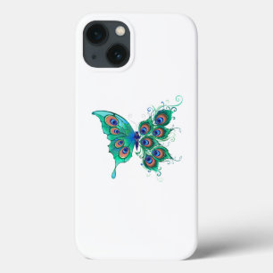 Butterfly met Green Peacock Feathers Case-Mate iPhone Case