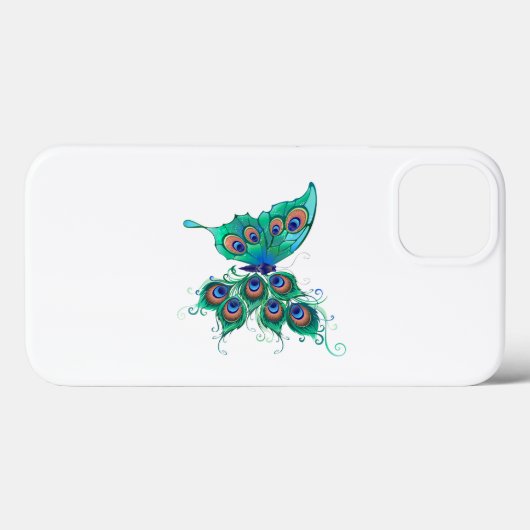 Butterfly met Green Peacock Feathers Case-Mate iPhone Case (Achterkant (horizontaal))