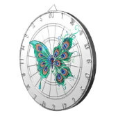 Butterfly met Green Peacock Feathers Dartbord (Voorkant Rechts)