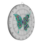 Butterfly met Green Peacock Feathers Dartbord (Voorkant Links)