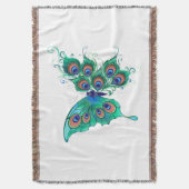 Butterfly met Green Peacock Feathers Deken (Voorkant Verticaal)