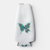 Butterfly met Green Peacock Feathers Flesjeskoeler (Voorkant)