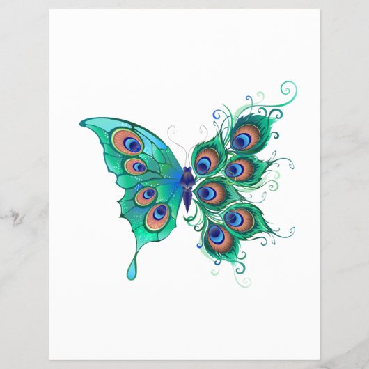 Butterfly met Green Peacock Feathers Flyer (Voorkant)